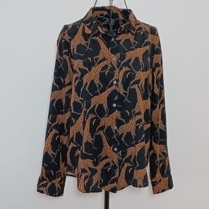 Jane+ Delancey Giraffe Print Down Blouse- Size M